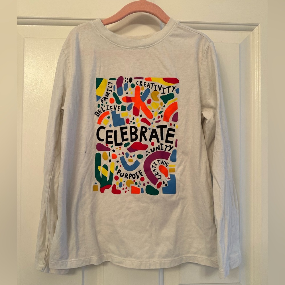 Cat & Jack Celebrate Graphic Long Sleeve Tee, size 6/7